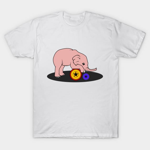 Baby elephant at Circus with Ball T-Shirt by Markus Schnabel